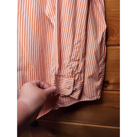 Roundtree & Yorke Shirt Mens 3XL Orange Striped Long Sleeve Button Front Cotton - Picture 13 of 16